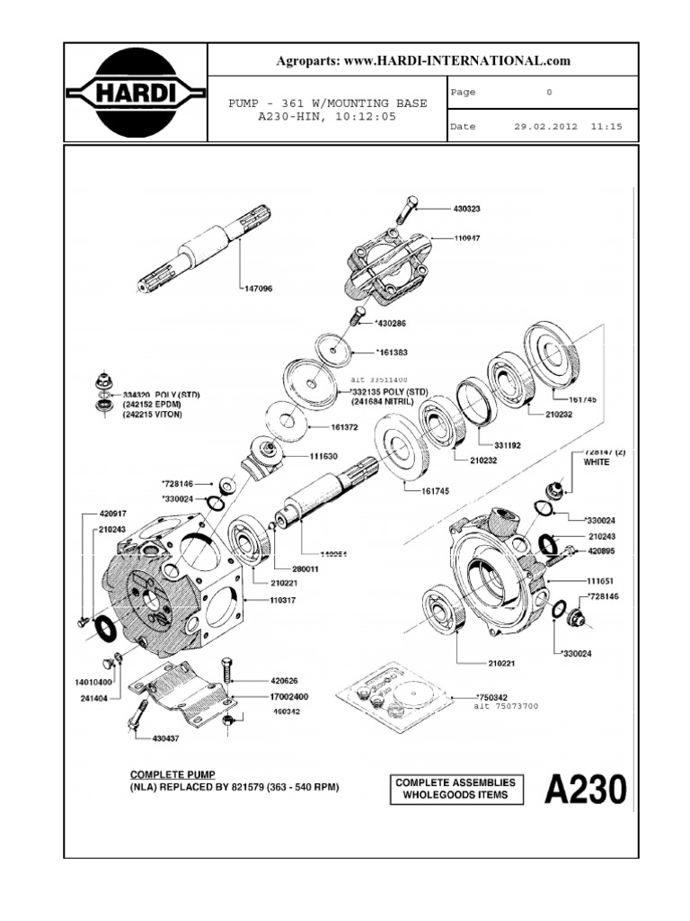 Hardi 361 Pump Parts List PDF