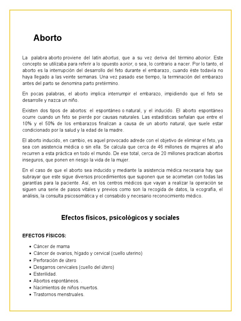 Métodos y efectos del aborto | PDF | Aborto | Aborto espontáneo