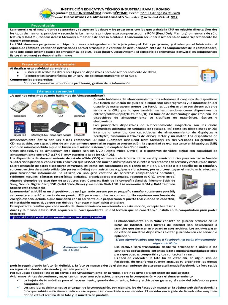 Dispositivos de Almacenamiento | PDF | Almacenamiento de datos de la ...
