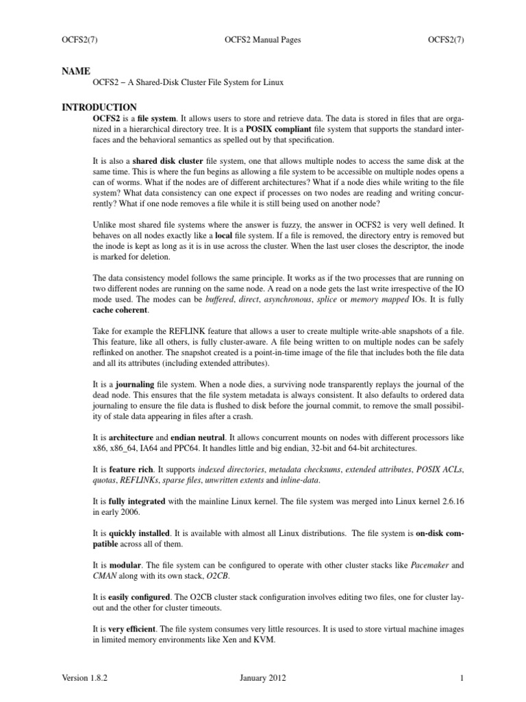 Ocfs2-1 8 2-Manpages | PDF | File System | Computer File