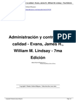 Administracion y Control de La Calidad Evans James R William M Lindsay 7ma A29120 PDF