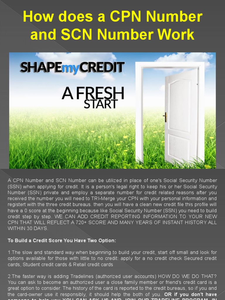 How Does A CPN Number and SCN Number Work PDF Social Security Number Credit Score