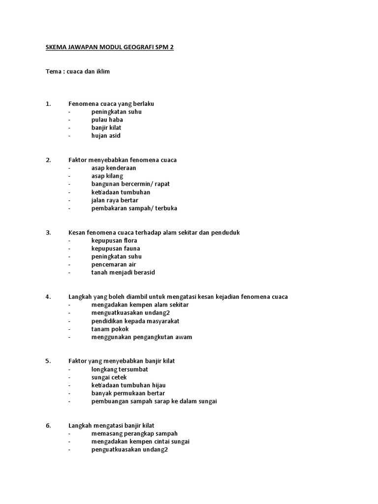 Skema Jawapan Esei Geografi Spm 2 Pdf
