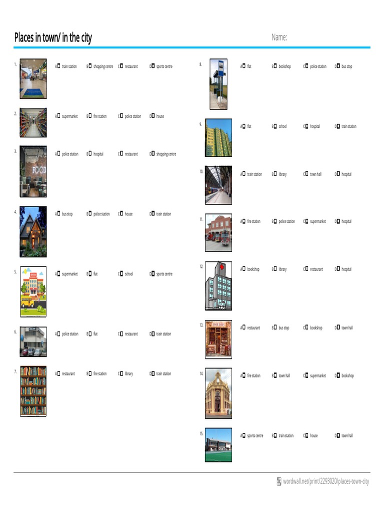 Places in Town in The City Quiz | PDF