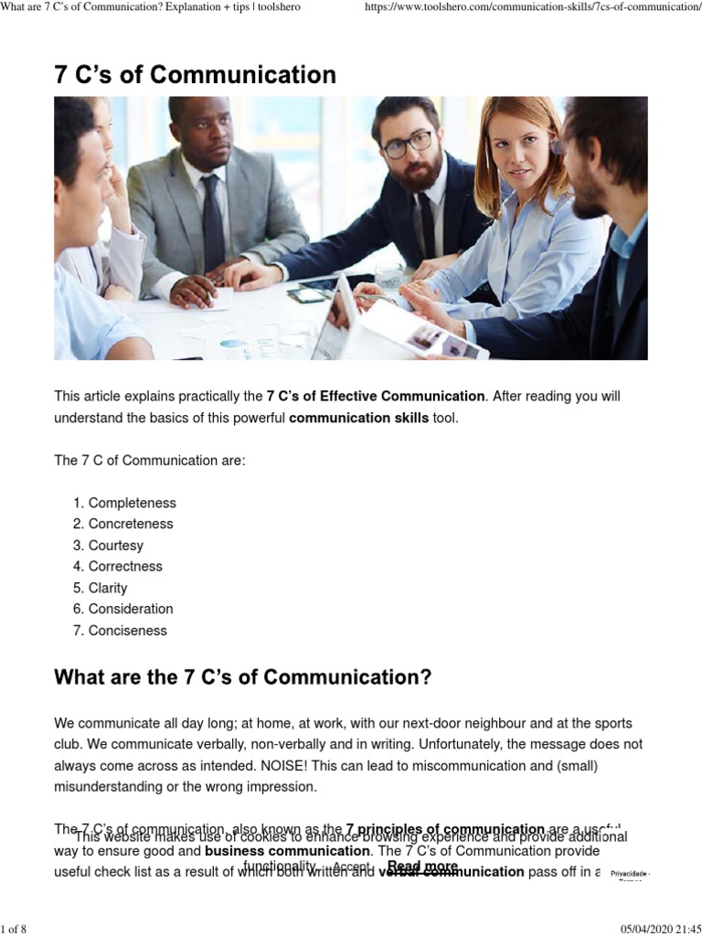 Explanation + Tips - SEVEN Cs OF COMMUNICATION | PDF | Http Cookie ...