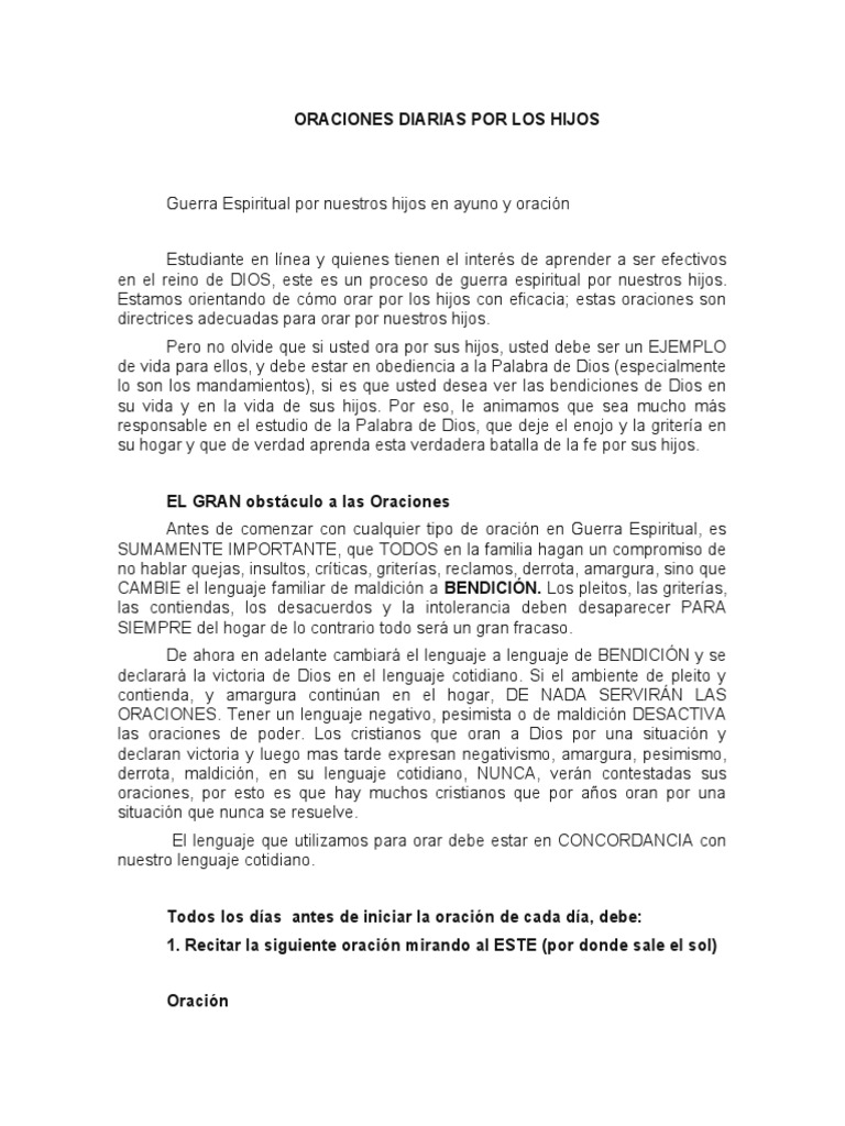 Oraciones Diarias por Nuestros Hijos | PDF | Oración | Cristo (título)