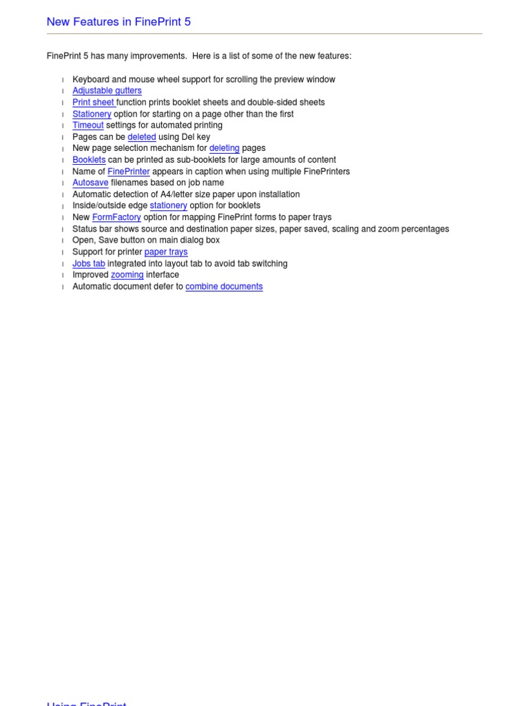 Fineprint Manual | PDF | Printer (Computing) | Page Layout