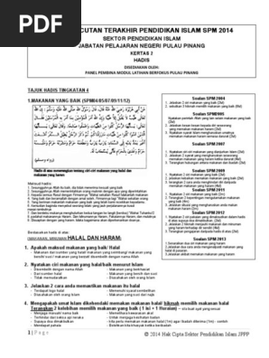 Nota Pecutan Terakhir Spm Kertas 2 2014 Hadis Pdf