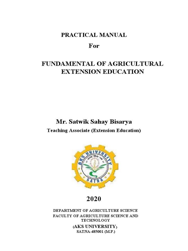 Practical Manual For FUNDAMENTAL OF AGRICULTURAL EXTENSION EDUCATION