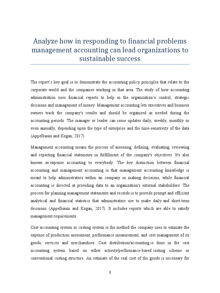 Analyze How in Responding To Financial Problems Management Accounting ...
