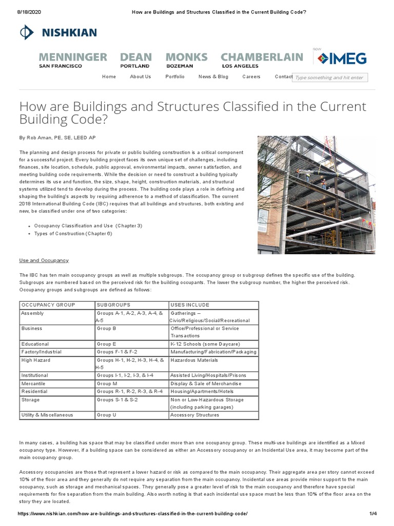 How Are Buildings and Structures Classified in The Current Building