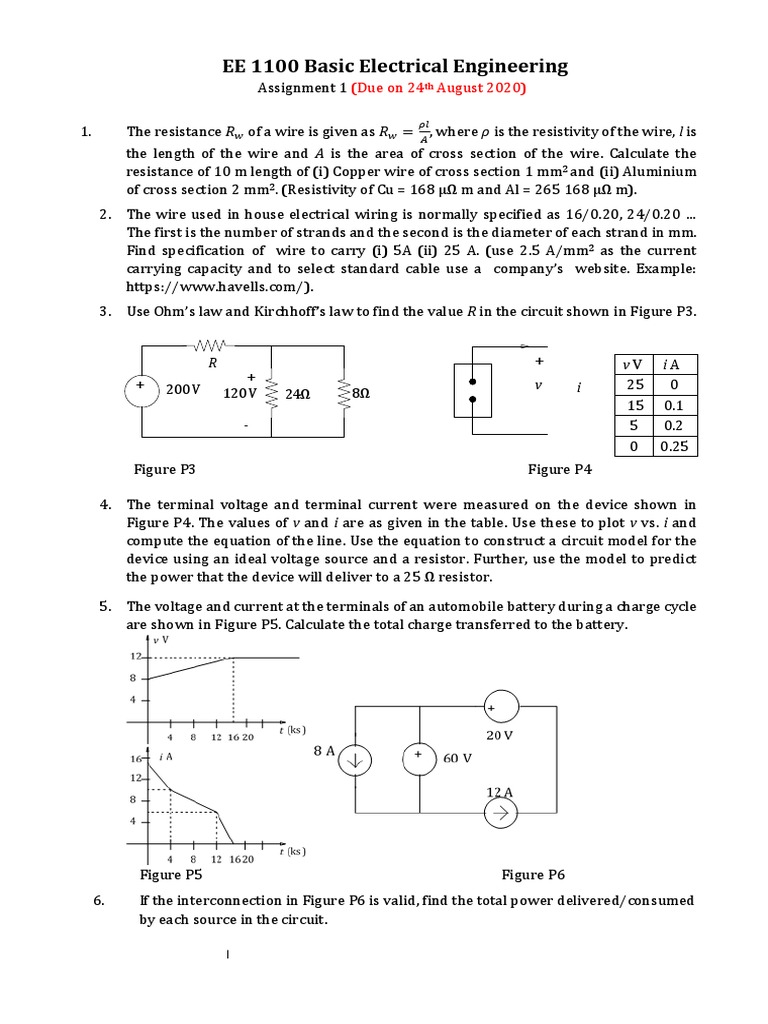 Basic Electrical Engineering Assignment | PDF | Electrical Network ...