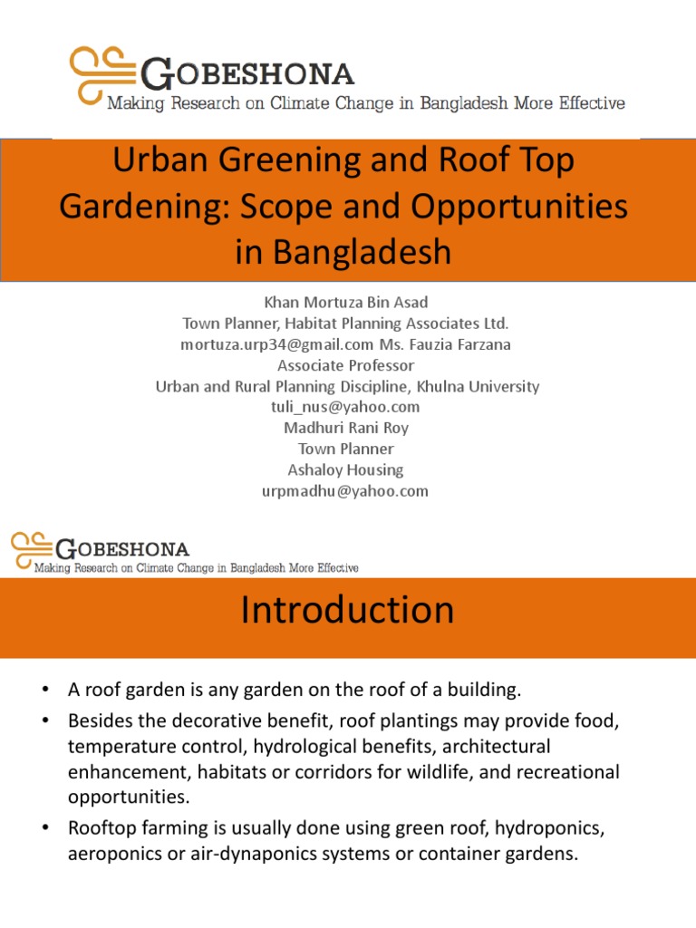 Urban Greening & Rooftop Gardening in Bangladesh | PDF | Urban ...