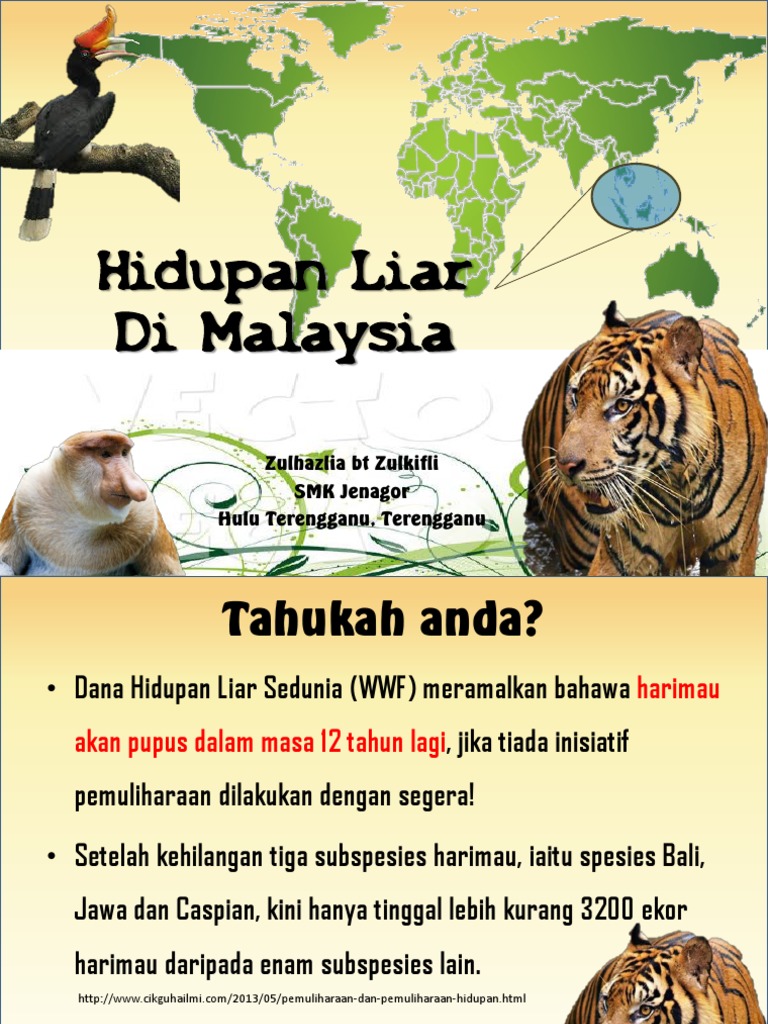 Hidupan Liar Di Malaysia Zulhazlia Bt Zulkifli Smk Jenagor Hulu Terengganu Terengganu Pdf