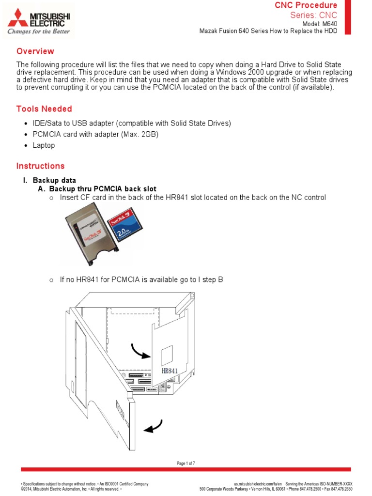 Mazak Fusion 640 Series How To Replace The HDD PDF Solid State