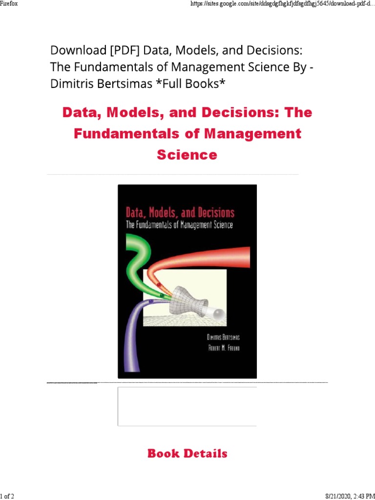 Data, Models, and Decisions Overview | PDF
