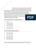 Census of India Prior To Independence