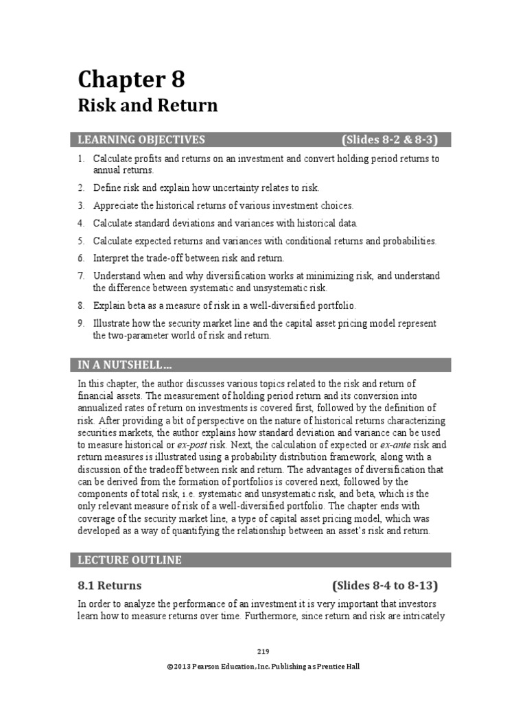 Chapter 8: Risk and Return | PDF | Beta (Finance) | Capital Asset ...