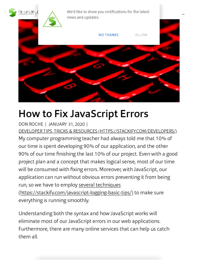 How To Fix JavaScript Errors | PDF | Java Script | Software