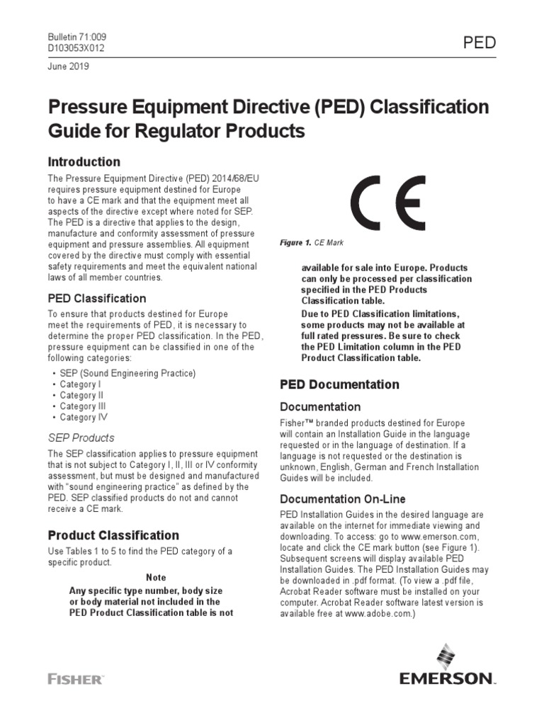 Pressure Equipment Directive (PED) Classification Guide For Regulator Products PDF Metals