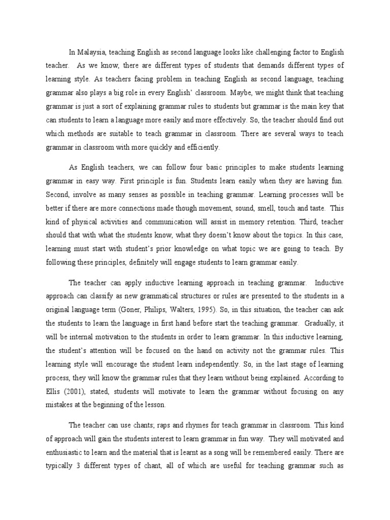 Effective Grammar Teaching in Malaysia | PDF | Second Language | Teachers
