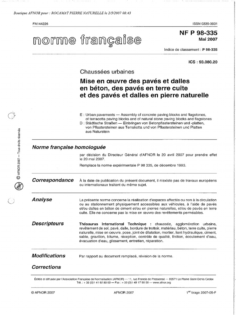 Norme Nf P98 335 | Norme Nf P98 331 Pdf – BVEO