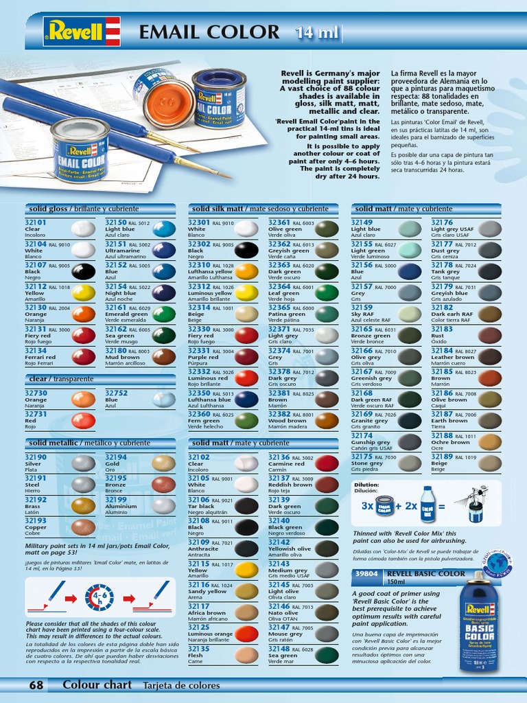 Revell Enamel Paint Chart PDF | PDF | marrón | Materiales artisticos