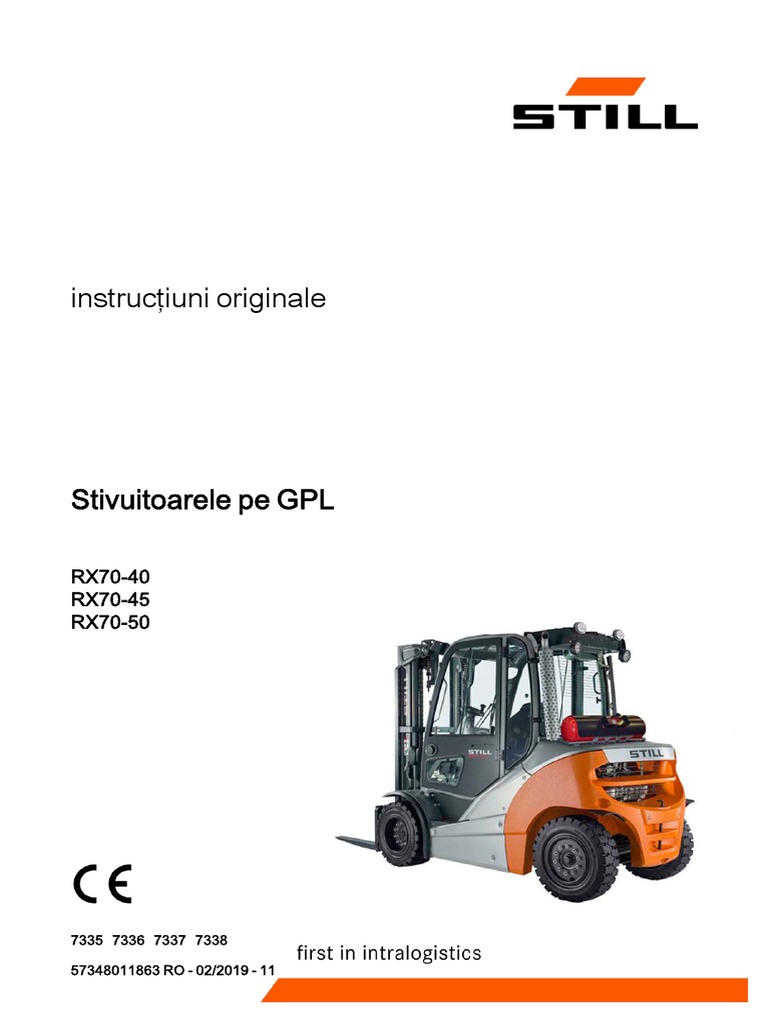Manual Utilizare Motostivuitor GPL STILL PDF | PDF