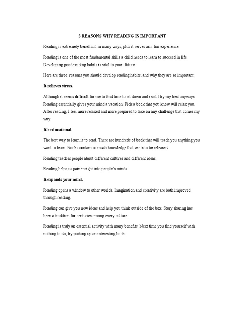 3 Reasons Why Reading Is Important | PDF