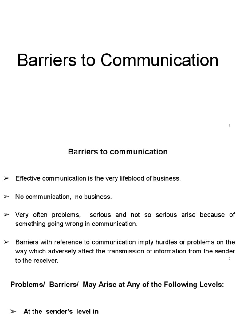 Understanding Communication Barriers | PDF | Nonverbal Communication ...