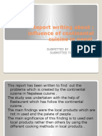 Report Writing About: Influence of Continental Cuisine in Nepal