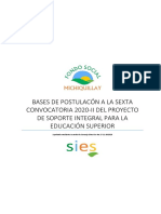 Bases de Postulacion de La Sexta Convocatoria 2020-II (Proyecto SIES)