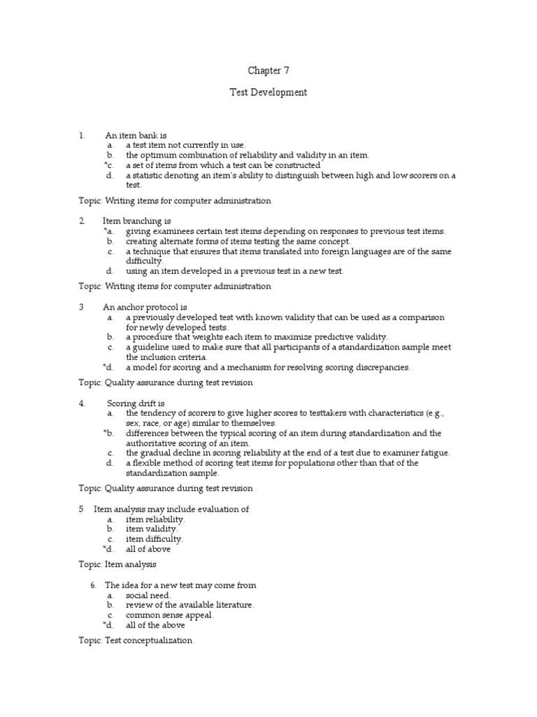 7 - Test Development | PDF | Multiple Choice | Test (Assessment)