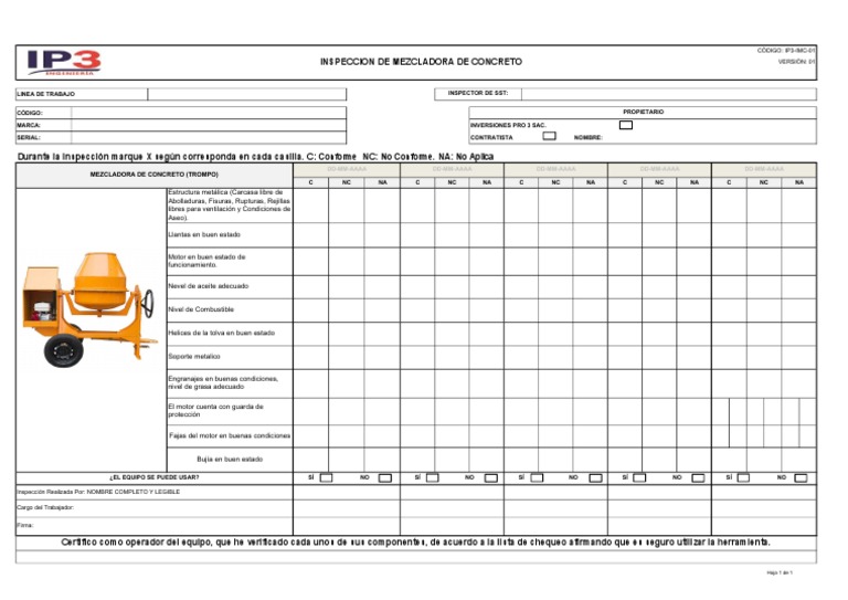 CHECK LIST-Mezcladora | PDF