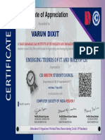 Certificate of Appreciation: Varun Dixit