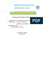 Fundamentos de Economía: Catedrático: Mg. German Ccencho Pari Asignación: Ejercicios de Aplicación