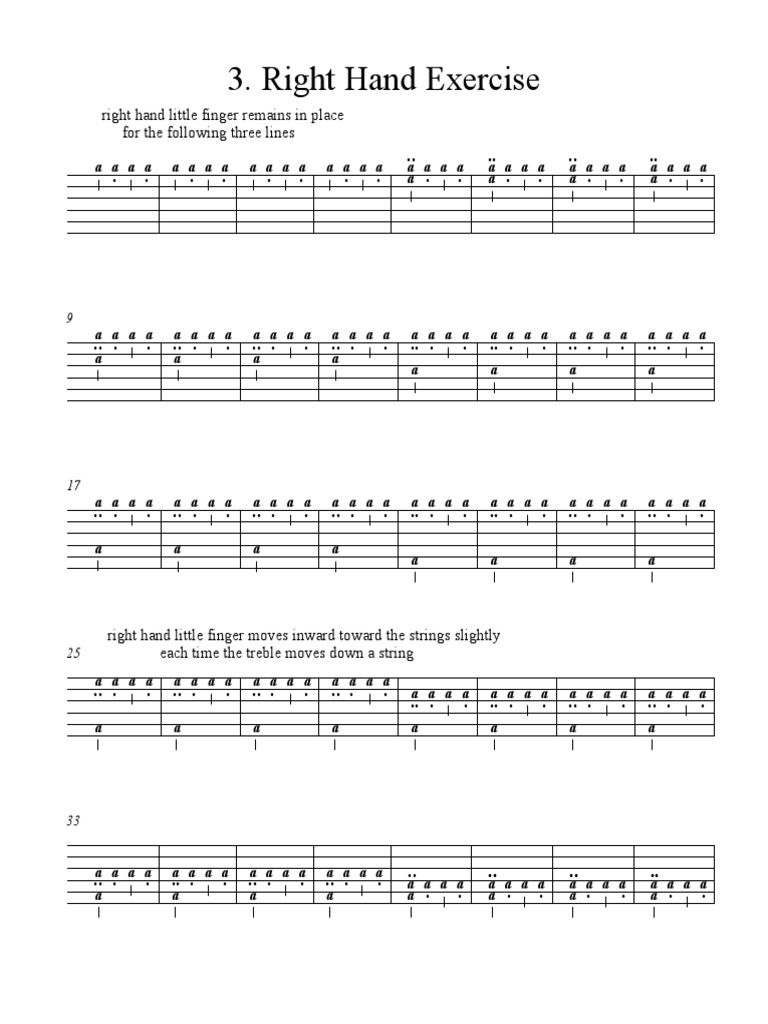 Right Hand Guitar Exercises PDF | PDF | Hand | Gaiaphones