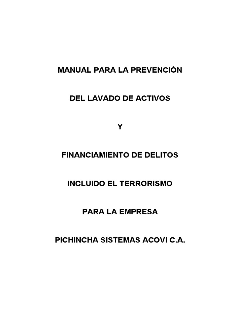 Manual de Prevención de Lavado de Activos | PDF | Lavado de dinero ...