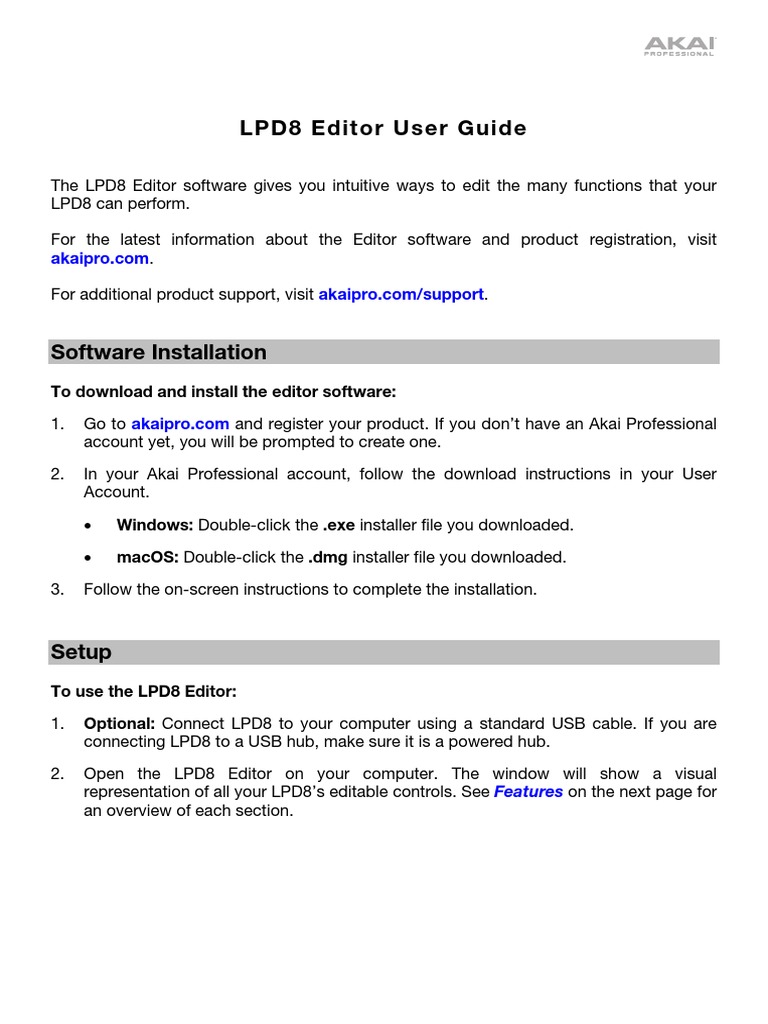 LPD8 Editor User Guide: To Download and Install The Editor Software ...