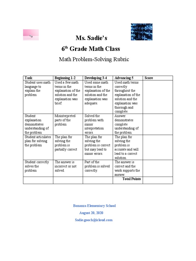 Math Problem Solving Rubic Edu 133 Portfolio | PDF