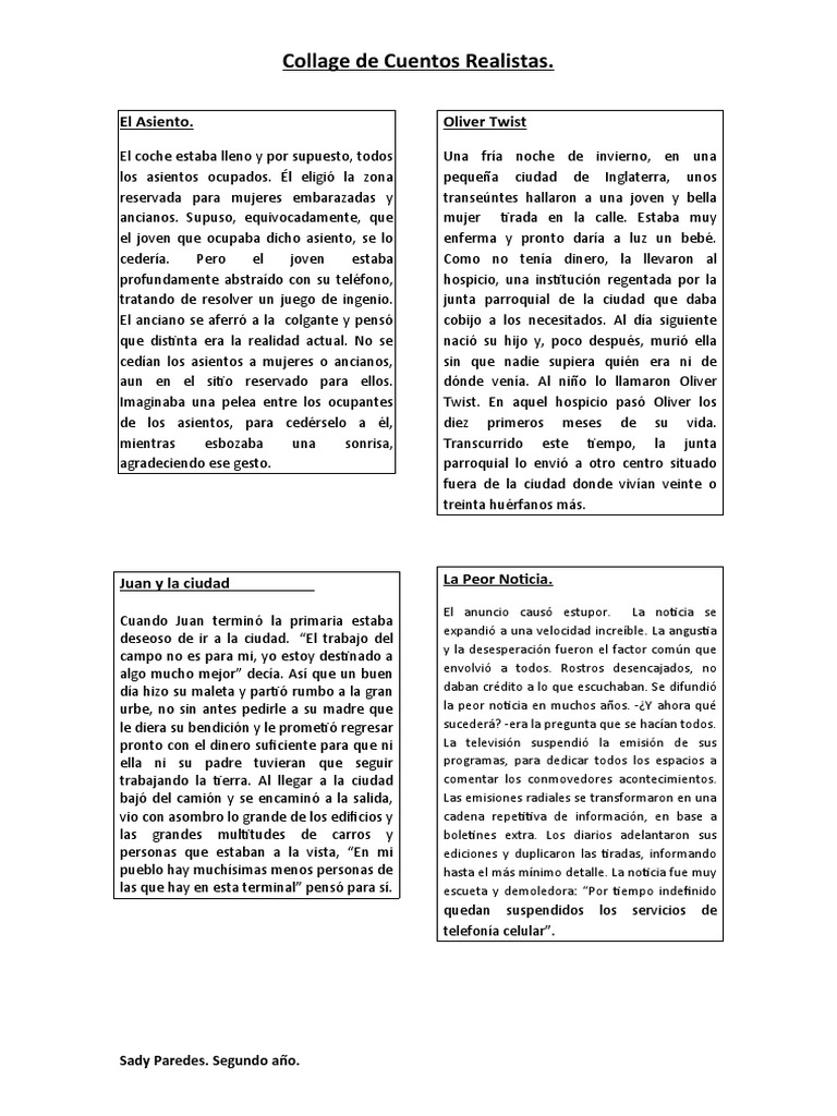 Collage de Cuentos Realistas | PDF