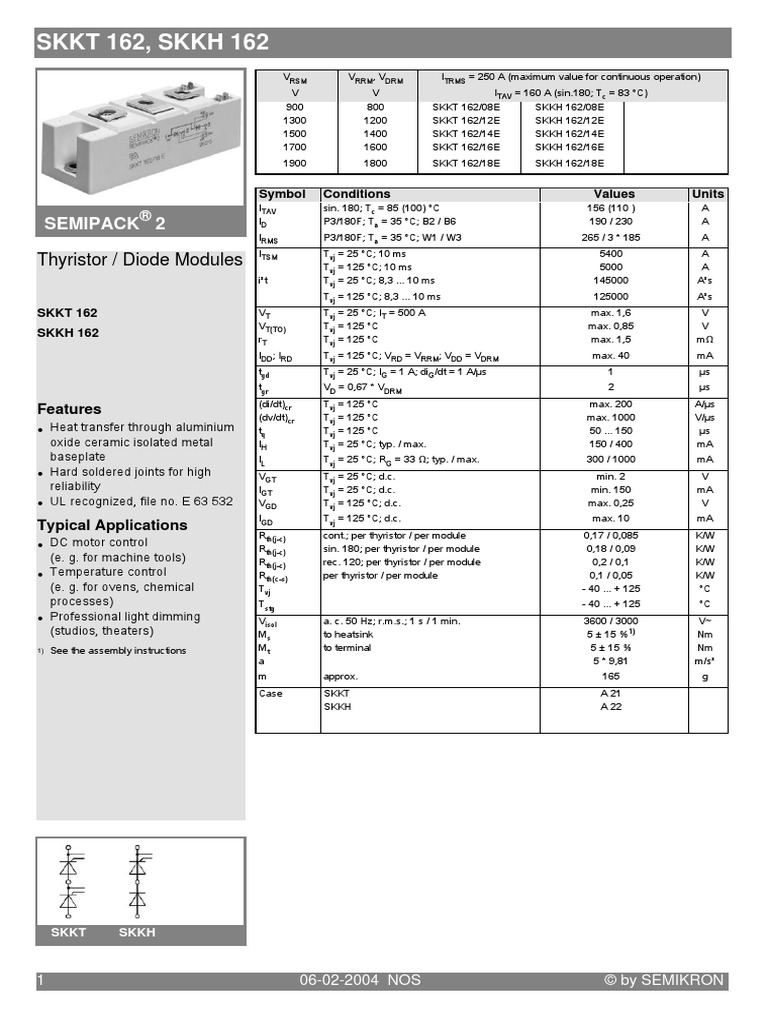 SKKT162 16e PDF | PDF | Electronics | Electrical Equipment