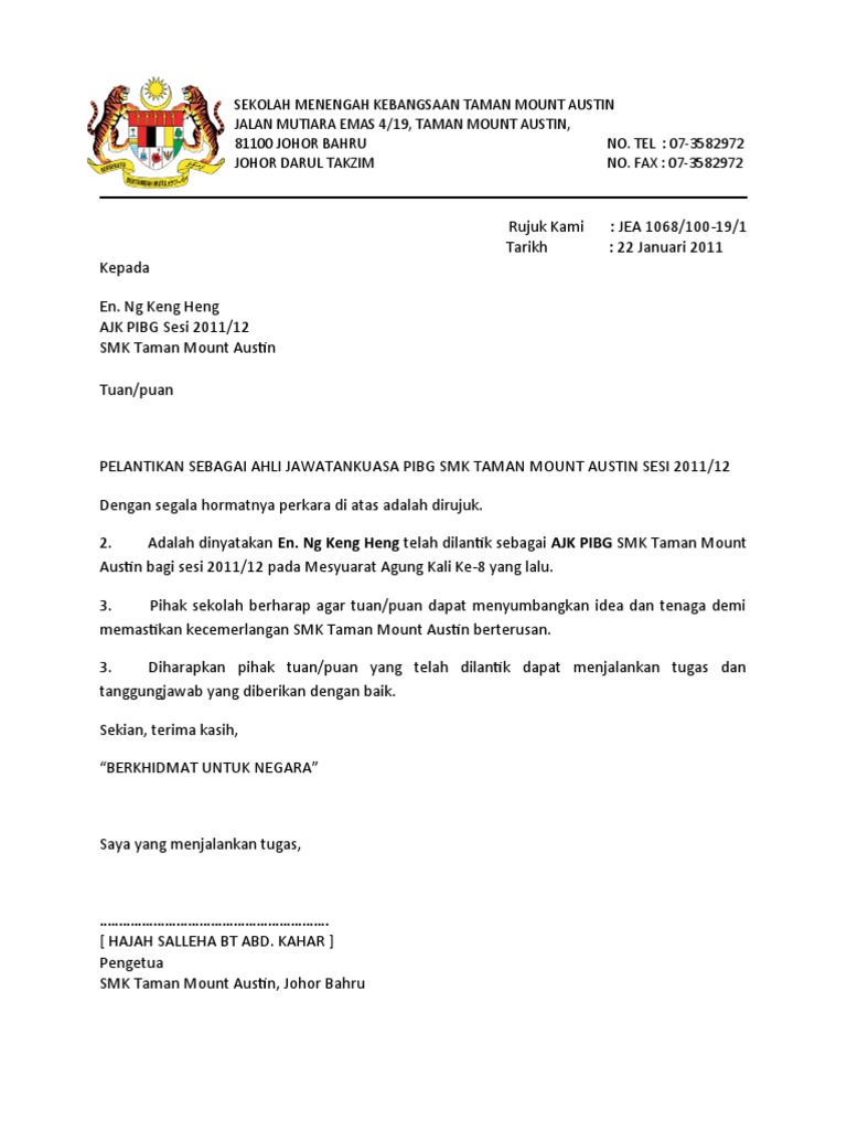 Contoh Surat Tunjuk Sebab Tak Hadir Mesyuarat Guru