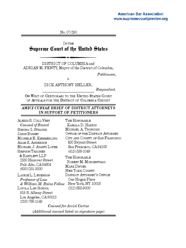 Amici Curiae Brief: Heller v. D.C. Case | PDF | Second Amendment To The ...