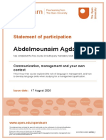 Abdelmounaim Agday: Statement of Participation