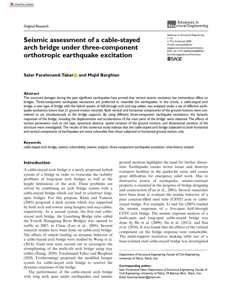 Seismic Analysis of Cable-Stayed Arch Bridge | PDF | Seismology ...