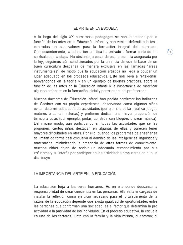El Arte en La Escuela | PDF | Educación de la primera infancia ...