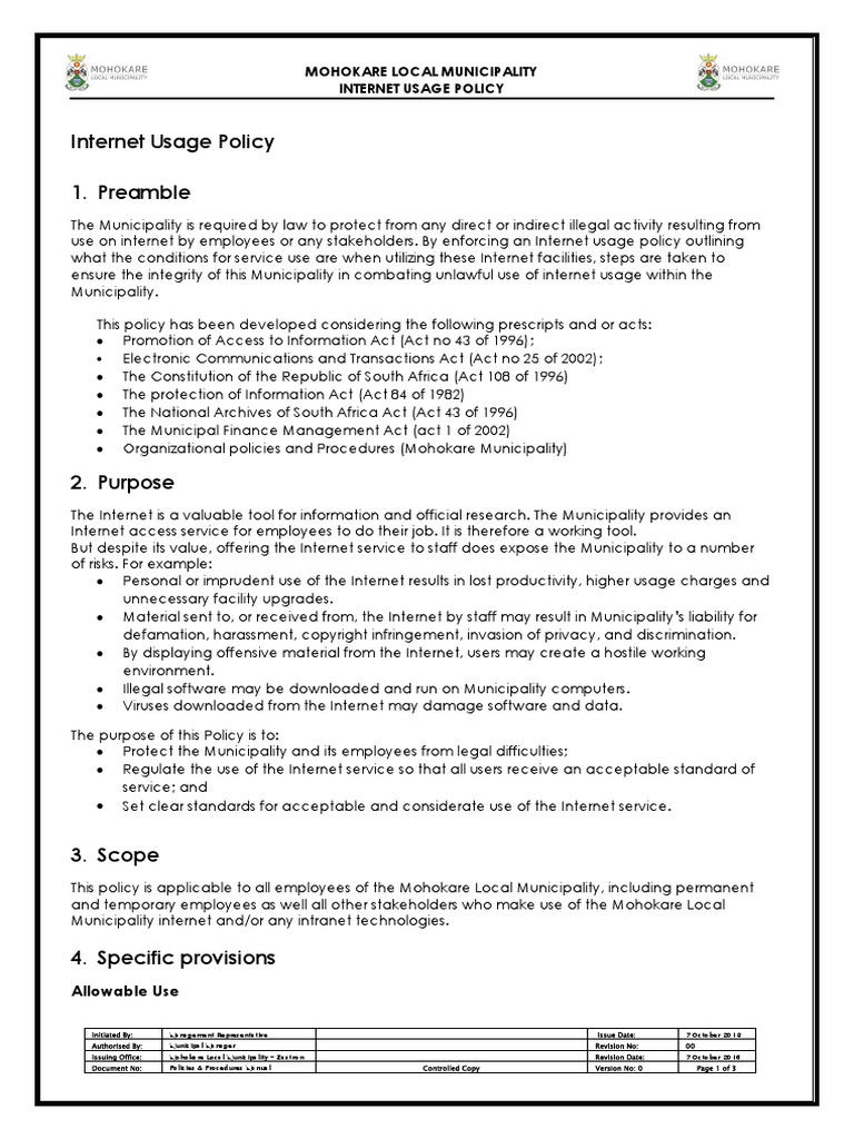 ICT Internet Usage Policy | PDF | Information Security | Copyright ...