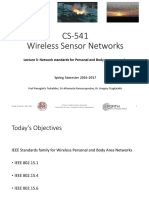 CS-541 Wireless Sensor Networks: Lecture 3: Network Standards For Personal and Body-Area Networks