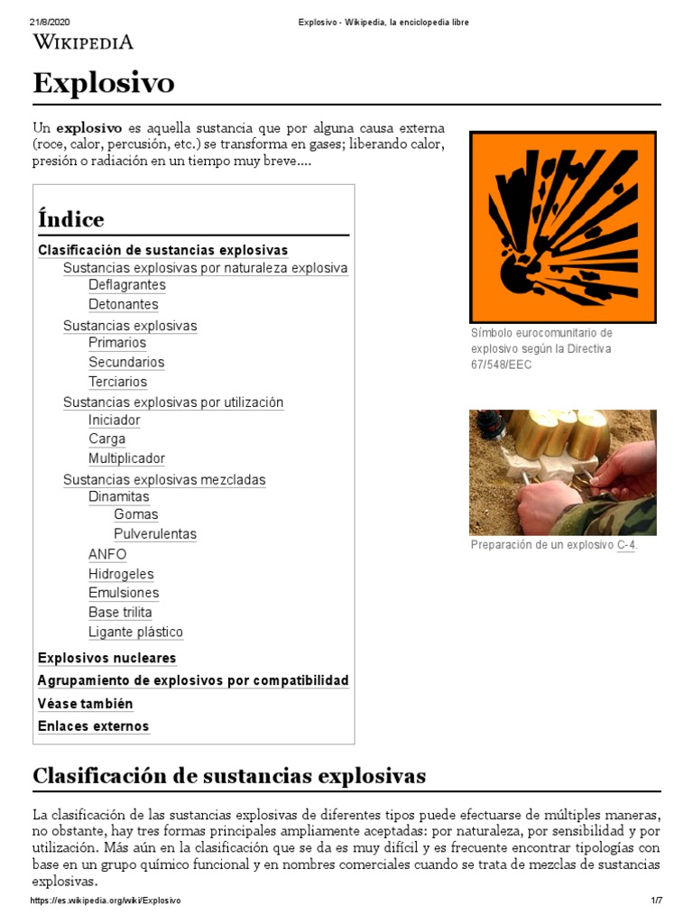 Explosivo - Wikipedia, La Enciclopedia Libre | PDF | Naturaleza ...